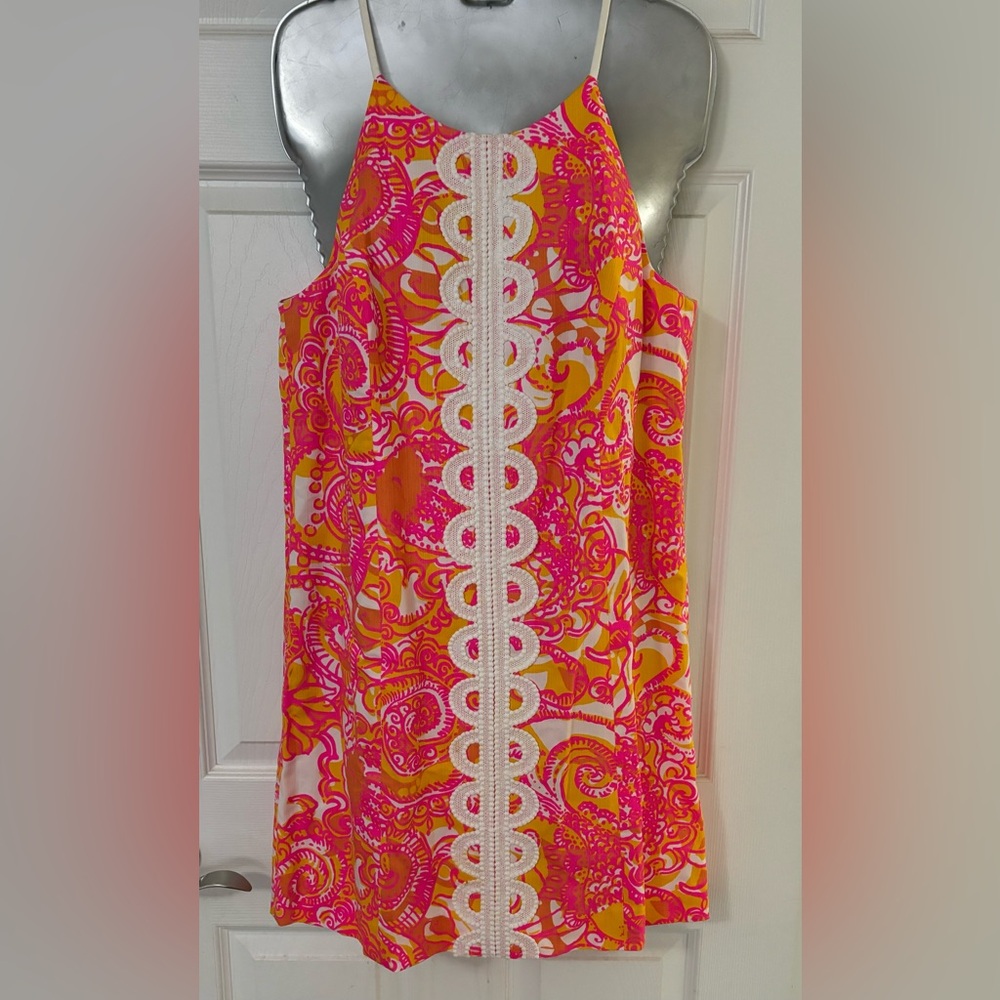 Lilly Pulitzer Sunshine Lace and Yellow Sea Dress. size 10
